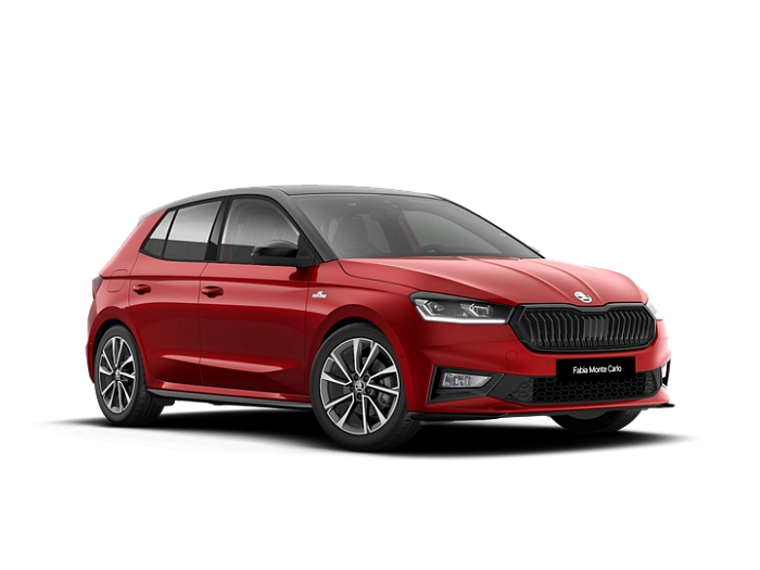 Škoda FABIA MONTE CARLO 1,0 TSI 85 kW automat Červená Velvet s Černou Magic