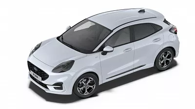 Ford Puma ST- Line, 1,0 EcoBoost hybrid ( mHEV ) 92kW 1,0 EcoBoost 92 kW automat Frozen White